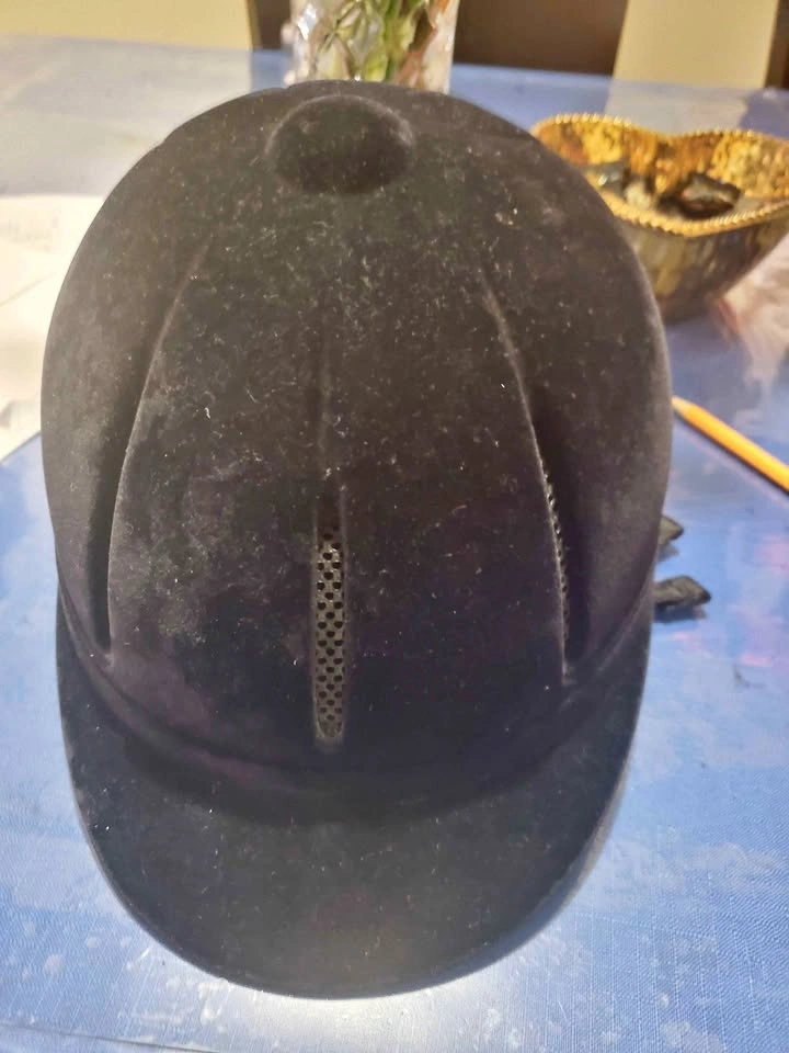 Black velvet riding helmet