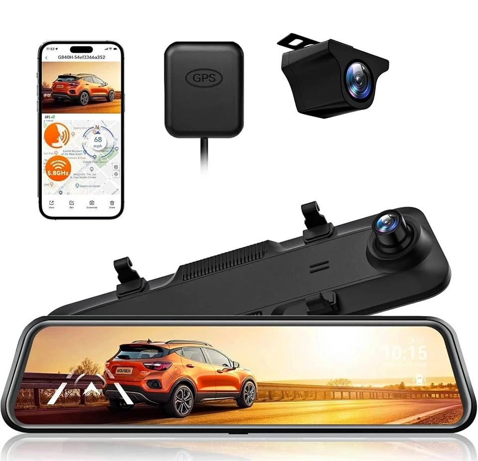 WOLFBOX G840H 12" 2.5K Touch Screen Rear View Mirror Camera