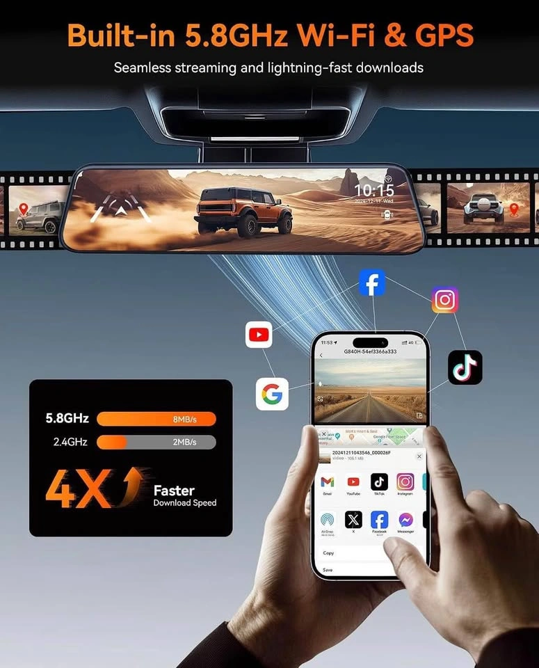WOLFBOX G840H 12" 2.5K Touch Screen Rear View Mirror Camera - photo 4