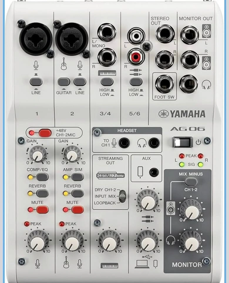 YAMAHA AG03 MK2 white 6ch Live Streaming Mixer USB