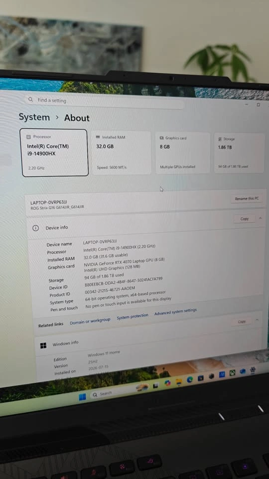 ASUS ROG STIX G16 - i9 / 32 GB RAM / 4070 GPU / 2 TB SSD - photo 3