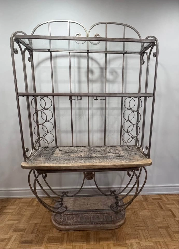 Ornate Metal Baker's Rack with Wine Storage - photo 2
