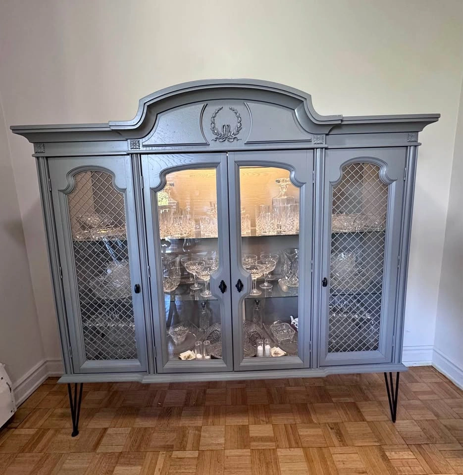 Grey Display Cabinet Hutch
