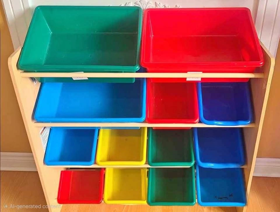 For Living Kids 12-Bin Bedroom/Playroom Toy Storage Organizer