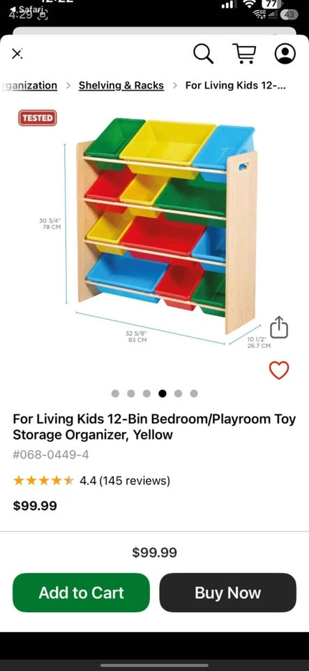 For Living Kids 12-Bin Bedroom/Playroom Toy Storage Organizer - photo 2