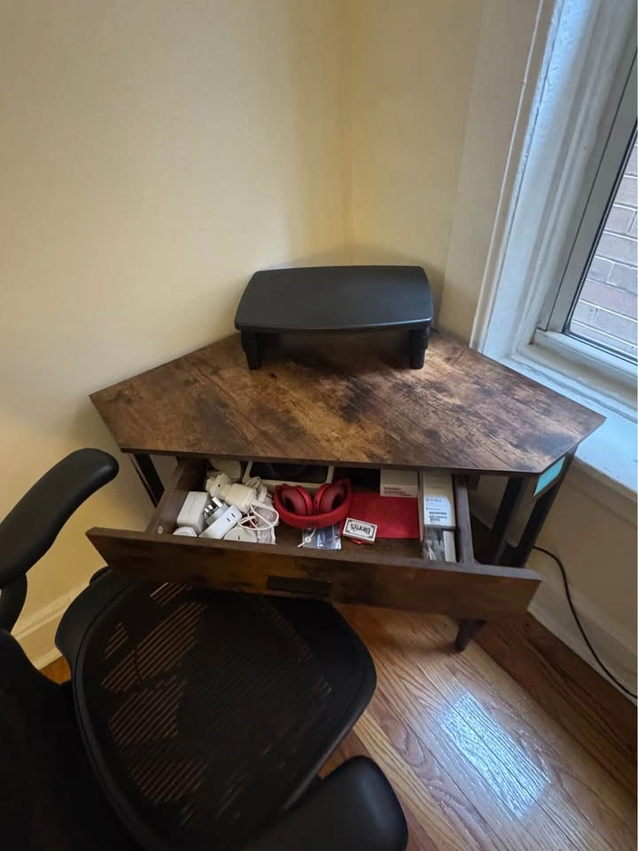 Rustic Corner Computer Desk with Storage Drawer - photo 2