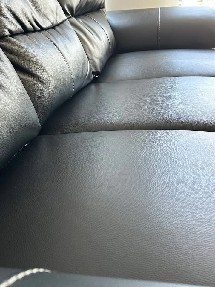 Black Faux Leather 3-Seat Sofa - photo 5