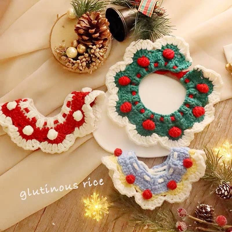 Cute Crochet Cat/Dog Collar – Green or Blue – L size $5 Each