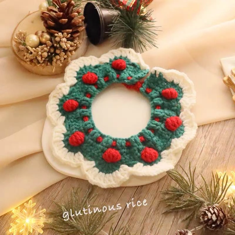 Cute Crochet Cat/Dog Collar – Green or Blue – L size $5 Each - photo 2