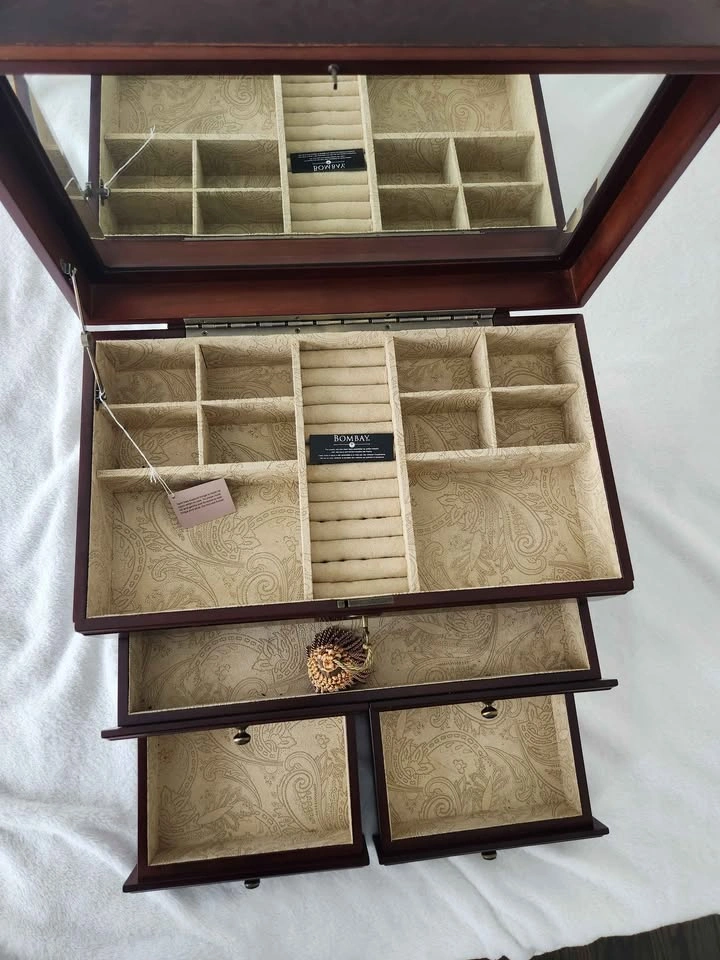 Bombay Wooden Jewelry Box with Drawers - photo 4
