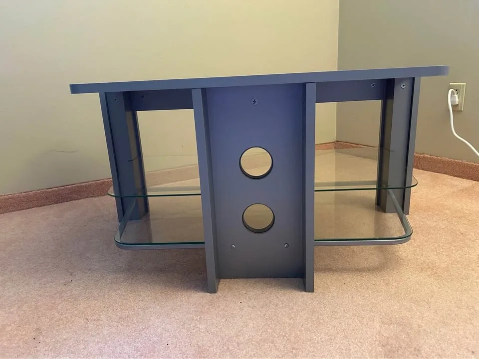 Modern Grey TV Stand with Glass Shelves - photo 4
