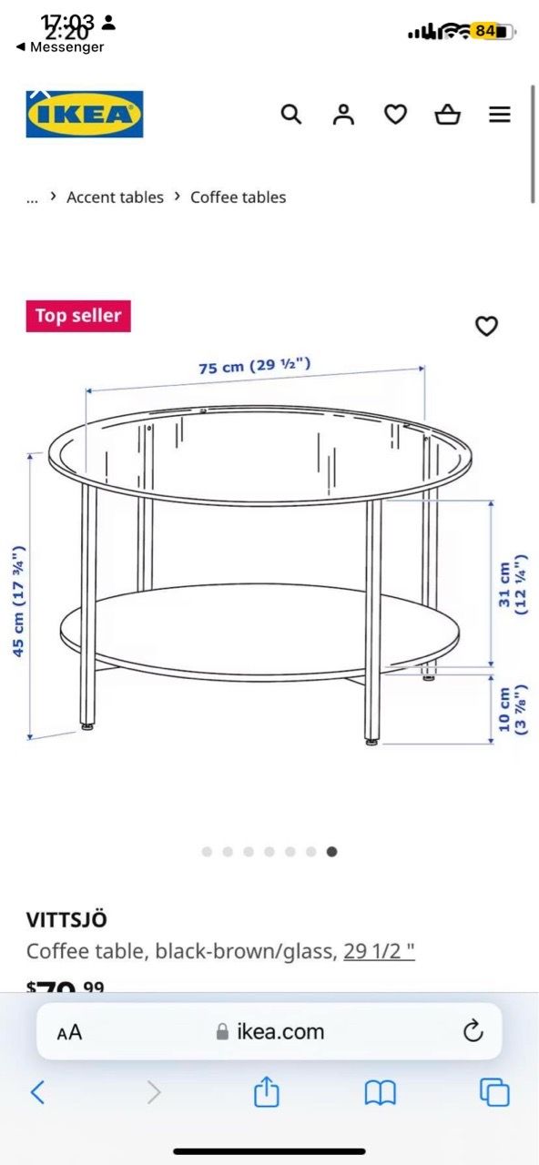Round Glass Coffee Table with Black Frame - photo 2