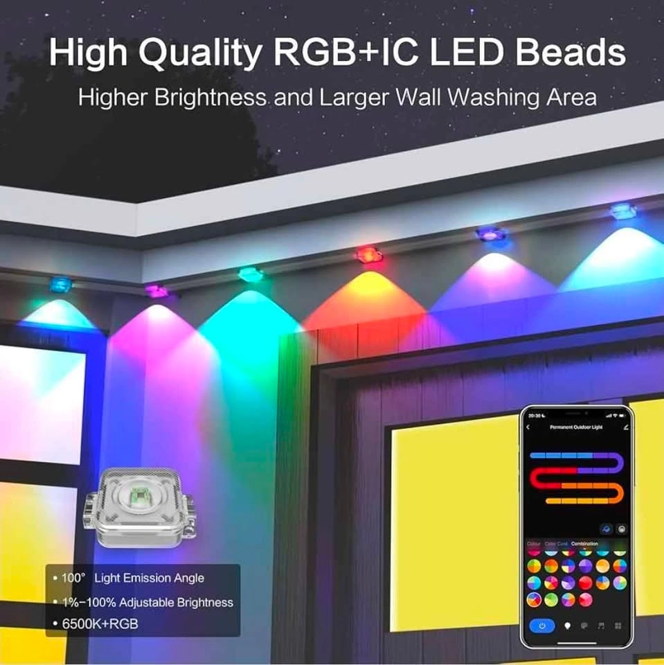 100ft Smart RGB+IC Permanent Outdoor Holiday Track Lights - photo 5