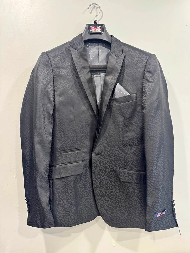 For Him London Men’s Black Leopard Suit – Medium (BNWT)