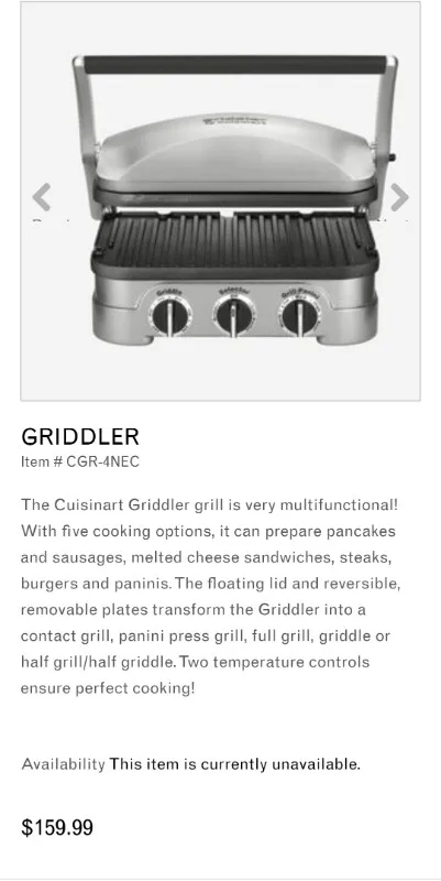 Cuisinart Griddler for Sale image indicator(6)