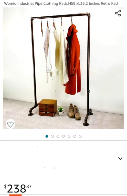 Womio Industrial Pipe Clothing Rack image indicator(5)