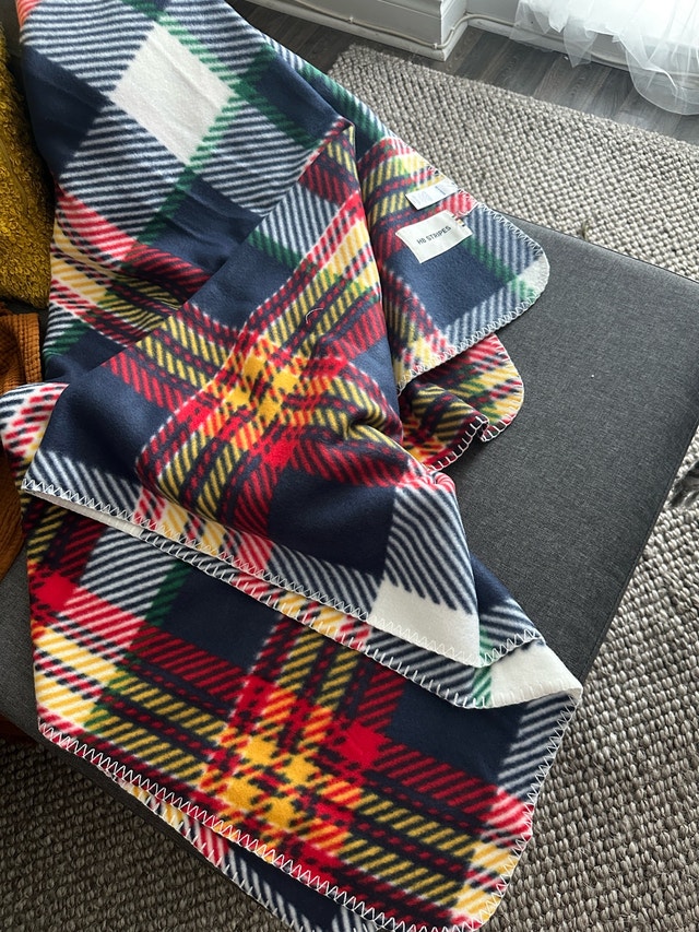 HBC Stripes Hudson’s Bay Varsity Tartan Polar Fleece Throw