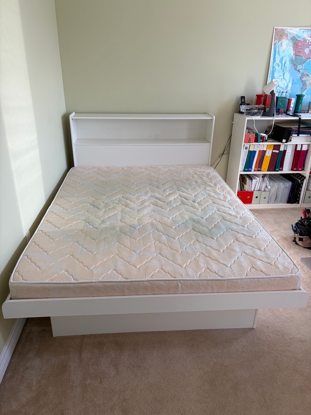 Queen Bed frame and mattress and headboard