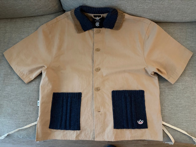 ADIDAS CLOT SHORT SLEEVE GUAYABERA SHIRT size small