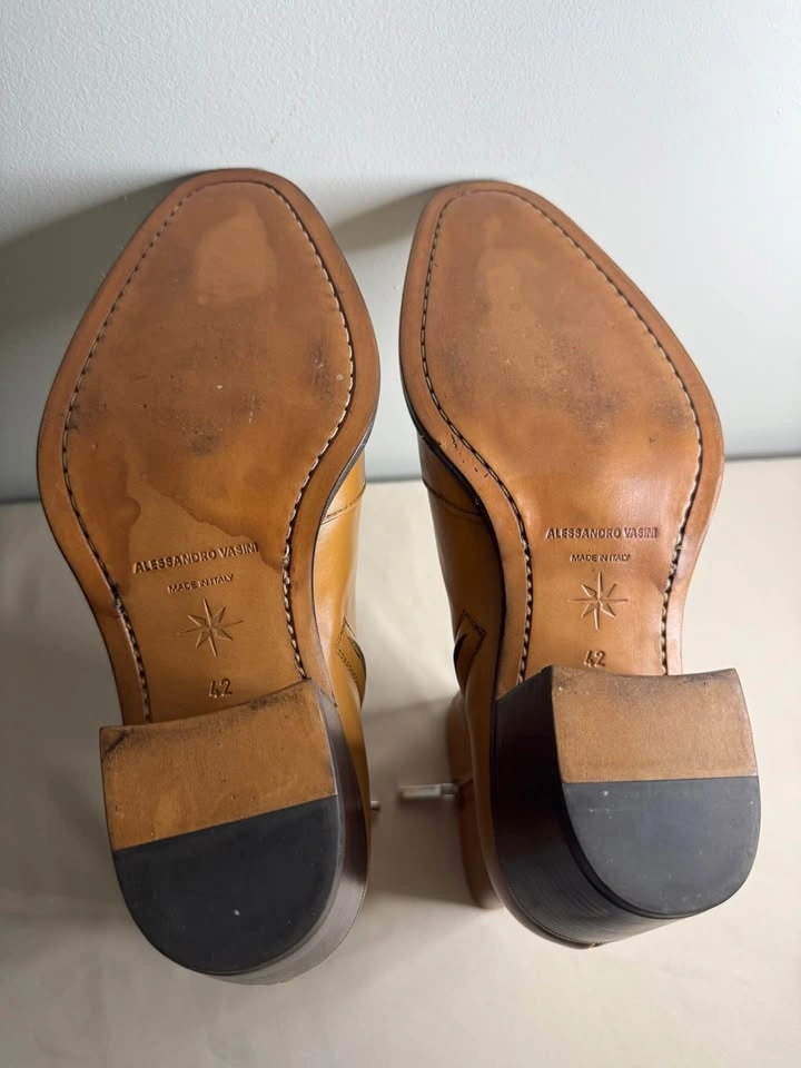 Alessandro Vasini Men’s Tan Leather Boots – Size 9.5 US - photo 5