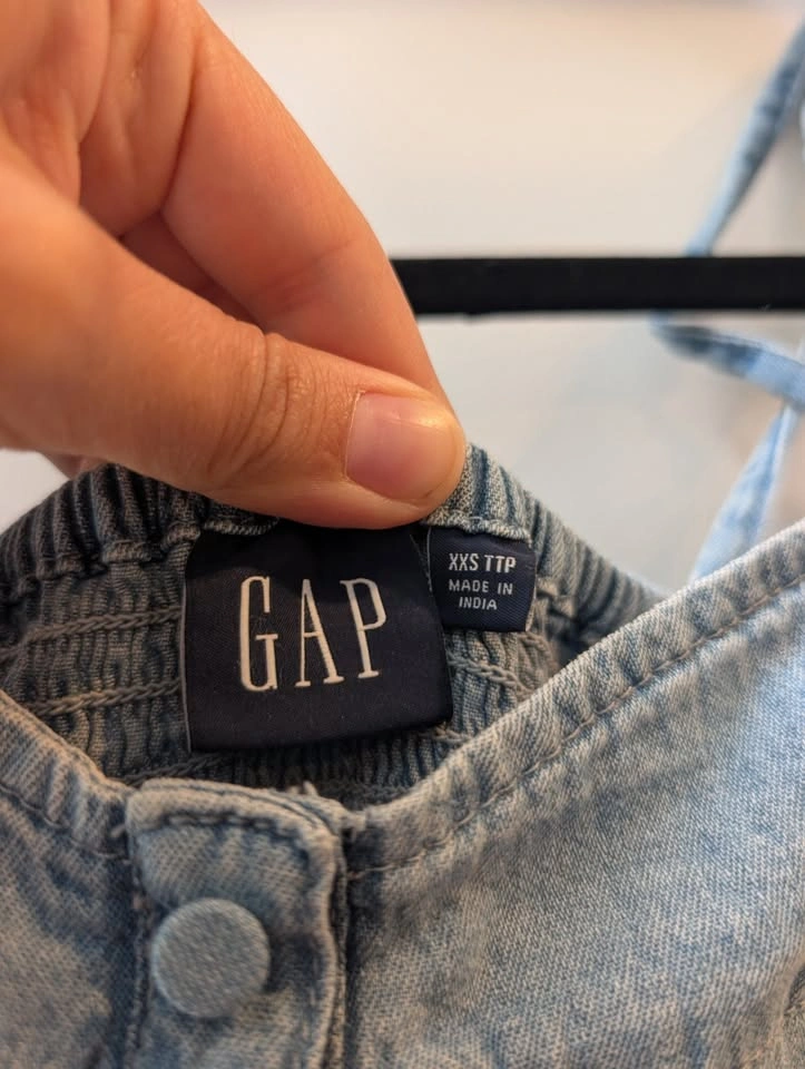 GAP Organic Cotton Denim Corset Midi Dress Light Indigo XXS - photo 2
