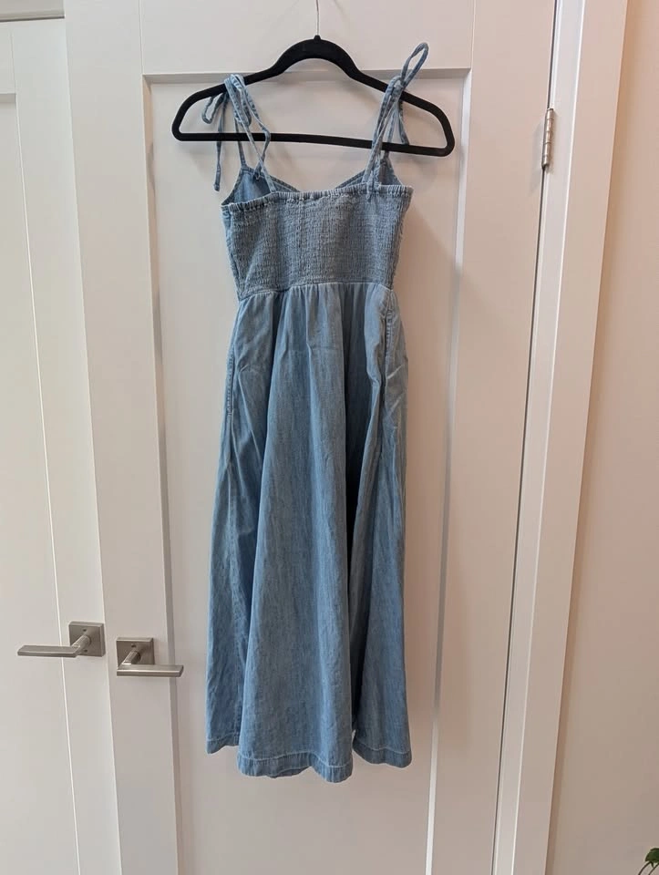 GAP Organic Cotton Denim Corset Midi Dress Light Indigo XXS - photo 5