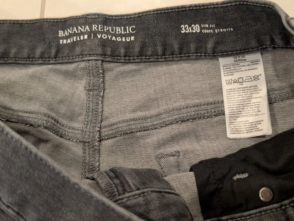 Banana Republic Men's Slim Dry Indigo Traveler Jeans - Granite G - photo 3