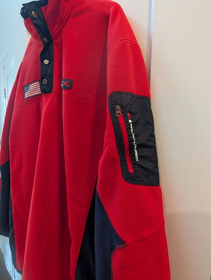 Vintage RLX Ralph Lauren USA Flag Colorblock Fleece Pullover - M - photo 2