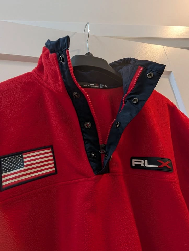 Vintage RLX Ralph Lauren USA Flag Colorblock Fleece Pullover - M - photo 3