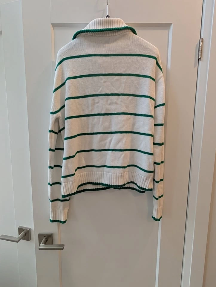 United Colors of Benetton Striped Quarter-Zip Cotton Sweater - photo 5