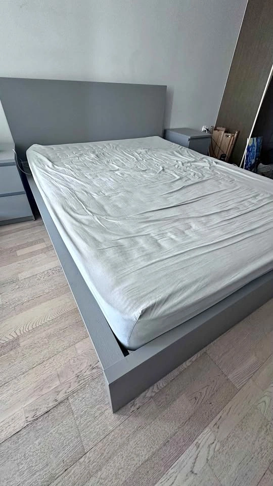 Grey Platform Bed Frame
