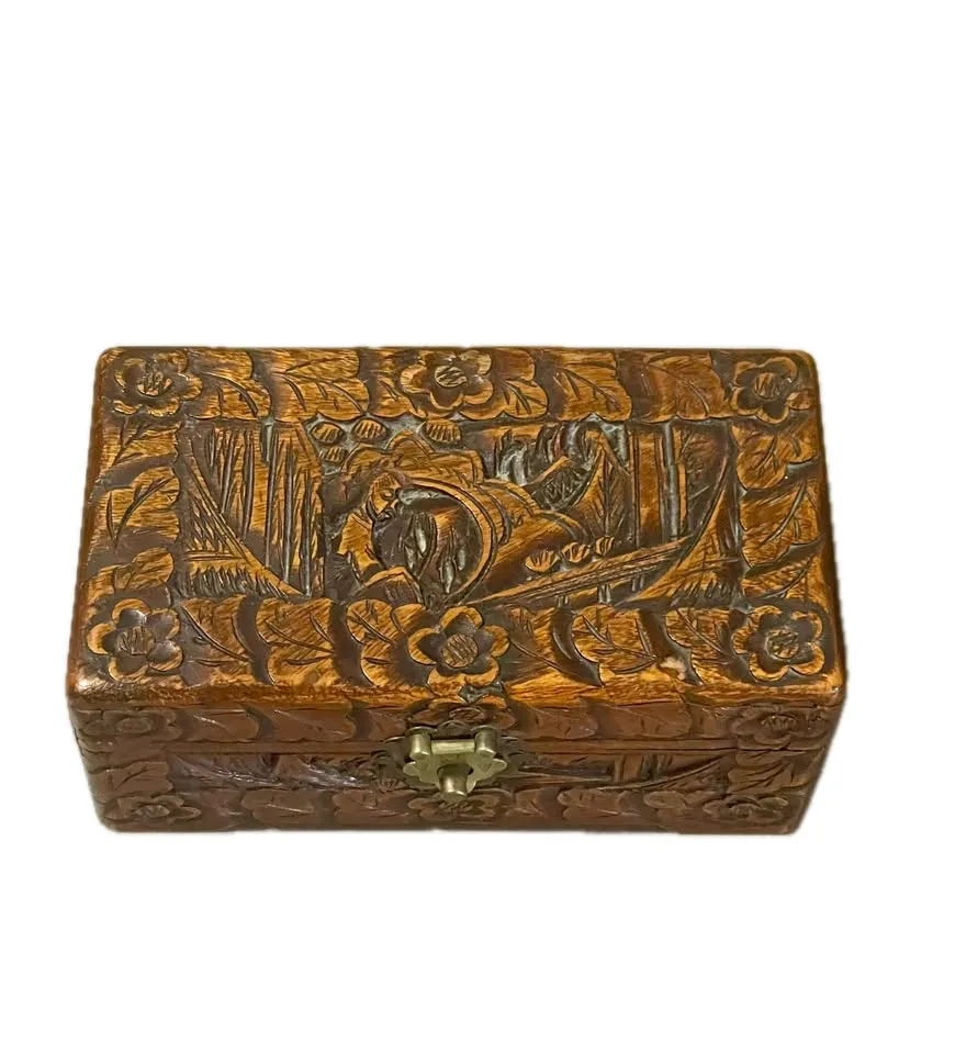Vintage Camphor Wood Box – Floral & Scenic Design image indicator(3)