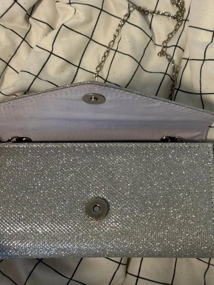 Silver Glitter Evening Clutch Bag - photo 4
