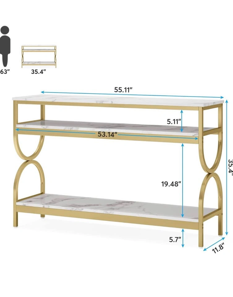 Console table, gold white and marble - photo 2