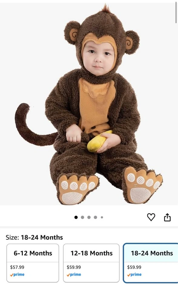 Infant Halloween Monkey Costume 18-24 Months - photo 2