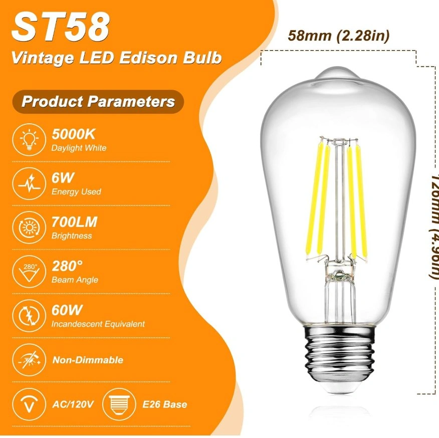 BRAND NEW: Ascher Vintage LED Edison Bulbs 6W (4-Pack) - photo 2