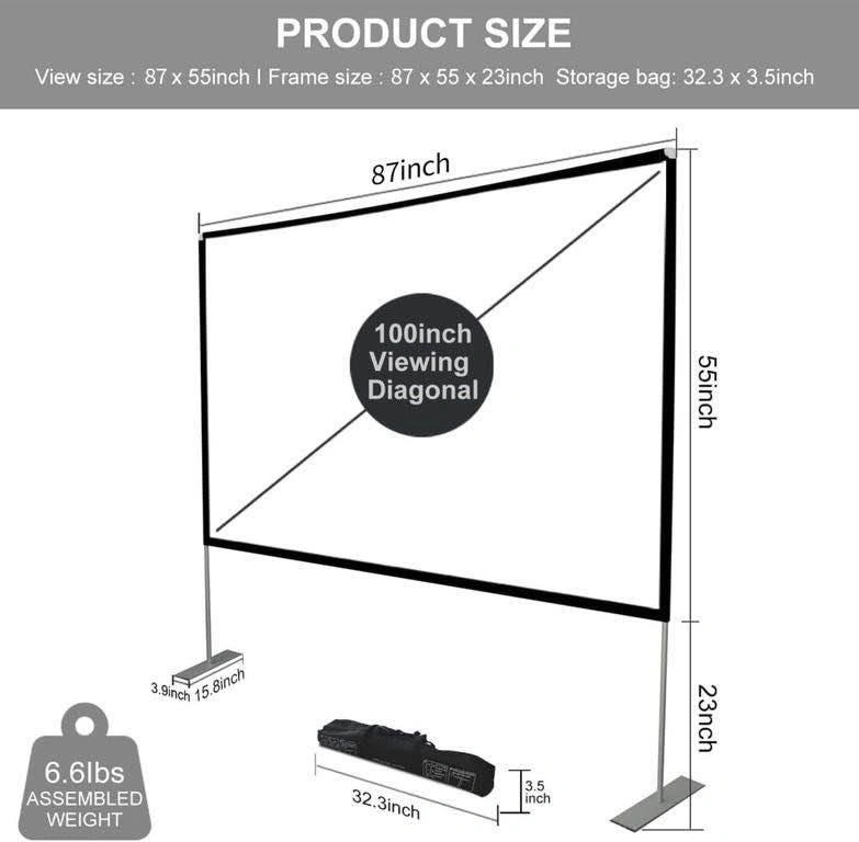 Projector Screen with Stand 100” 4K HD 16:9 - photo 2