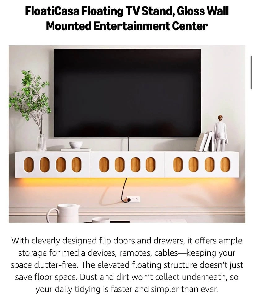 BRAND NEW 86” Floating FloatiCasa TV Stand - FACTORY ASSEMBLED