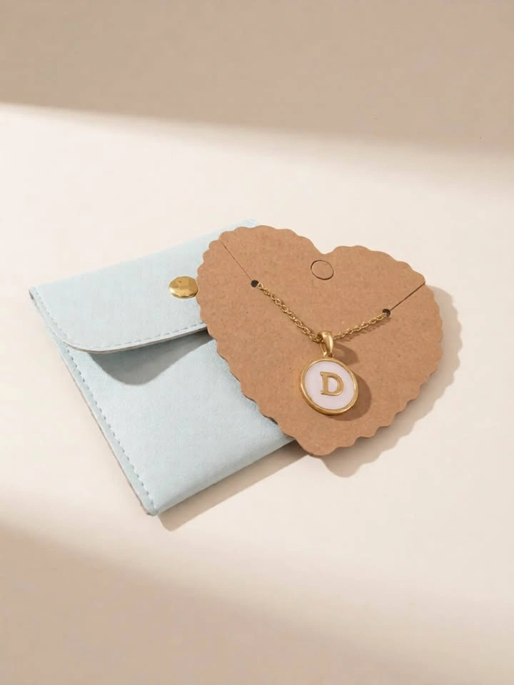 Brand New 18k Gold Plated Mother of Pearl Initial Necklace - photo 3