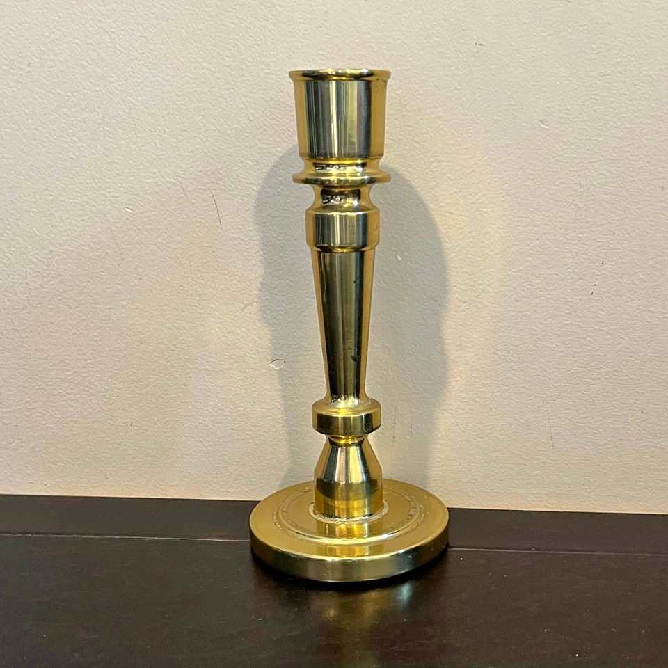 Vintage 7.5” Heavy Solid Brass Candlestick