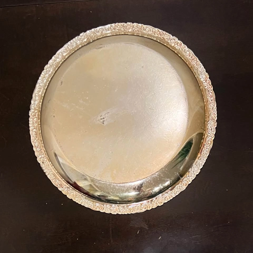 Vintage Mayell of England Silver-Plate Round 11.5” Tray - photo 2