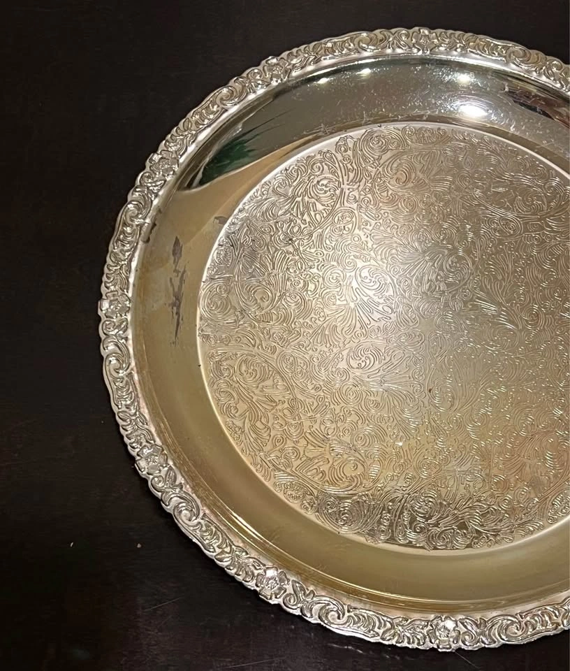 Vintage Mayell of England Silver-Plate Round 11.5” Tray - photo 5