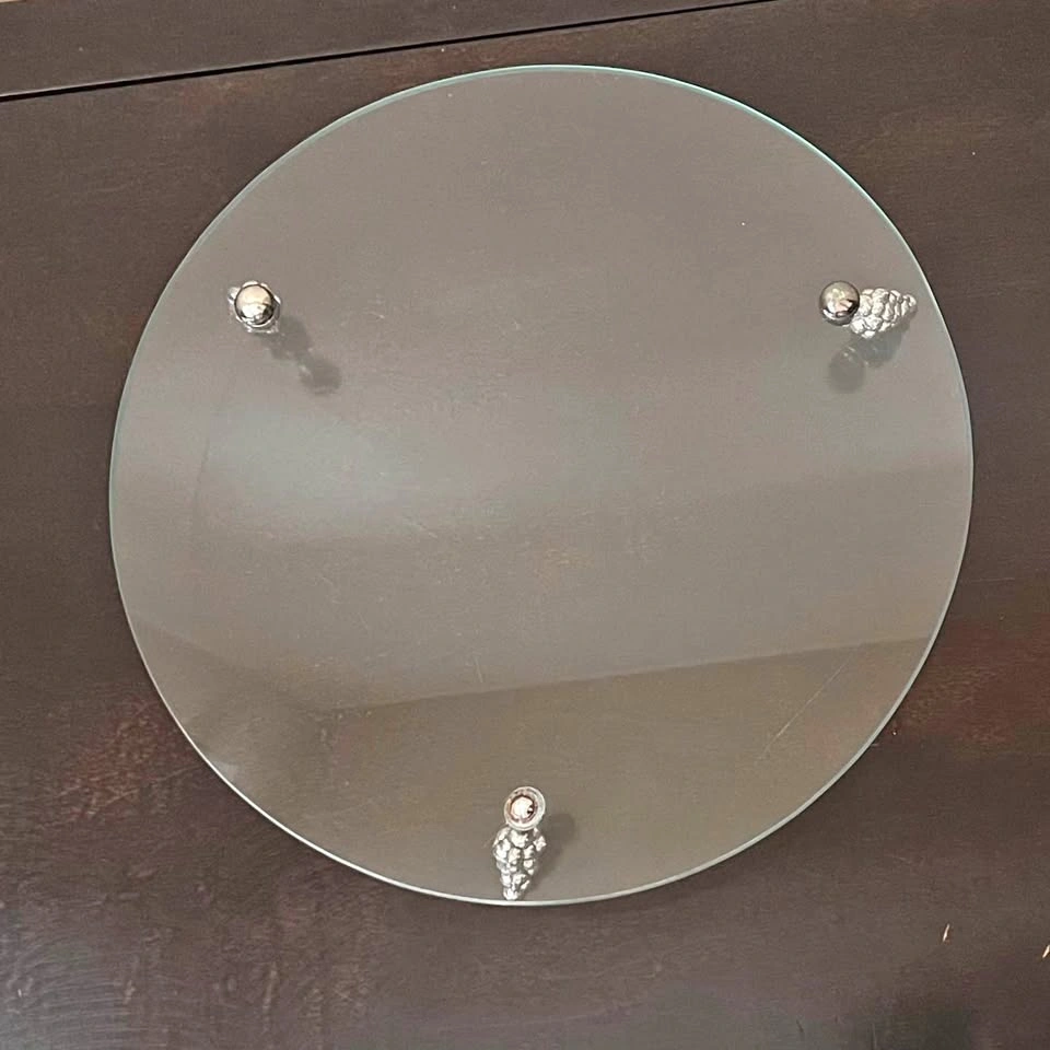 Vintage Silver-plated Grape Design Footed Glass Plate