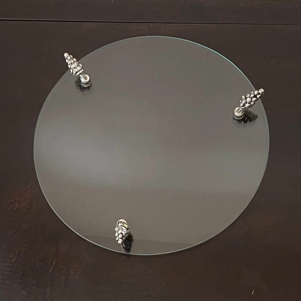 Vintage Silver-plated Grape Design Footed Glass Plate - photo 2