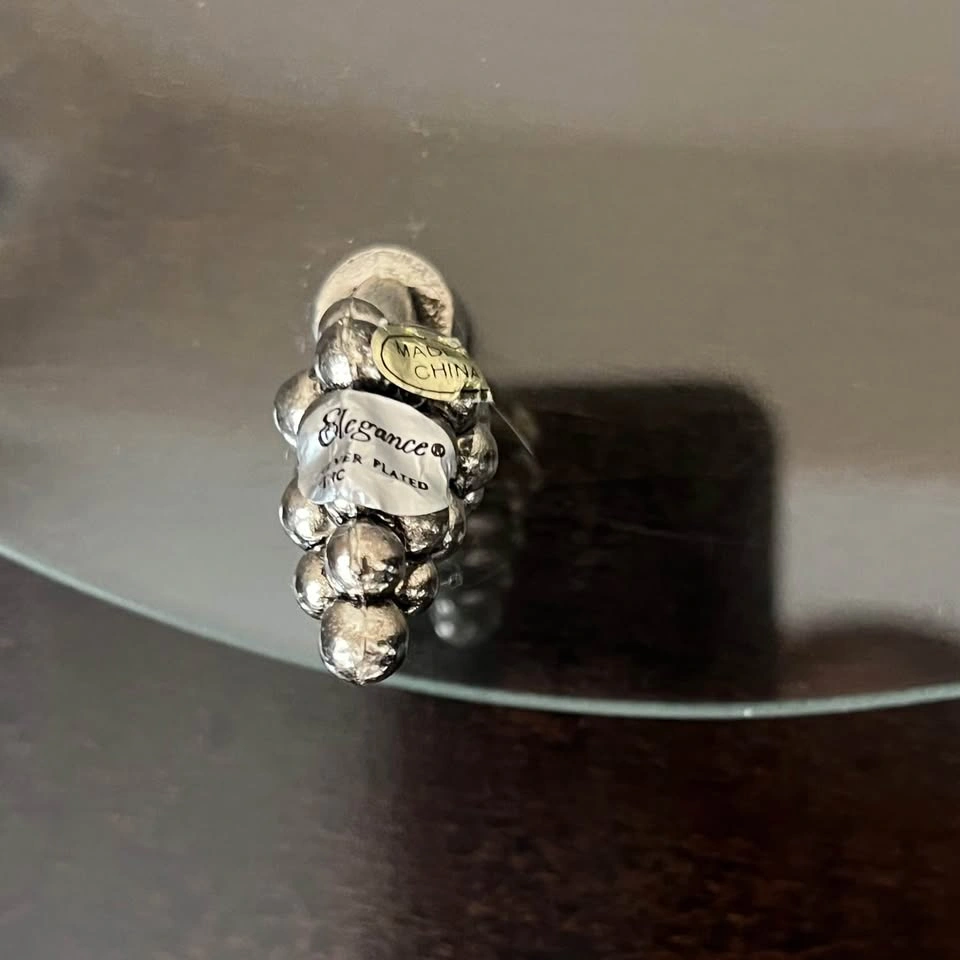 Vintage Silver-plated Grape Design Footed Glass Plate - photo 5