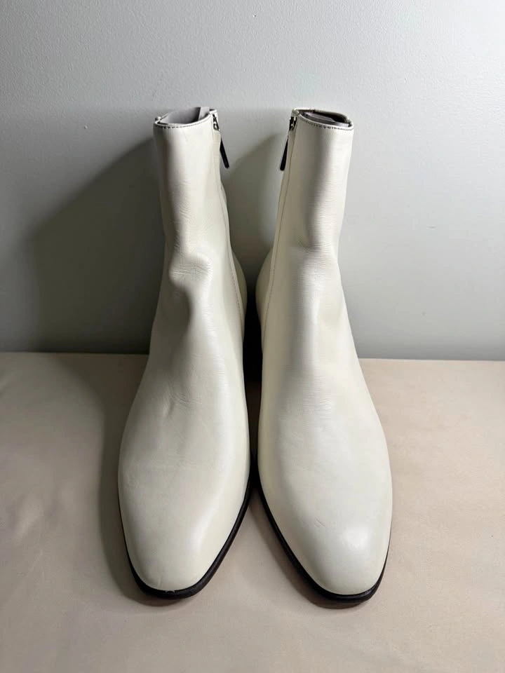 Alessandro VASINI Juan 60mm White Ivory Leather Chelsea Boots