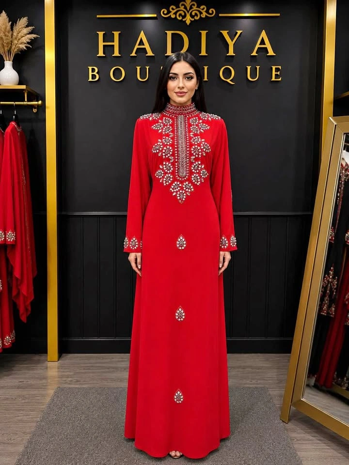 Elegant red Afghani dress