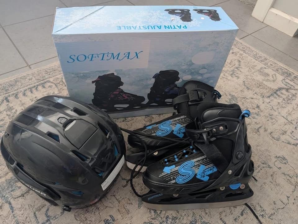 Kids Ice Skates (Adjustable Size 13-3) & Hockey Helmet - photo 2