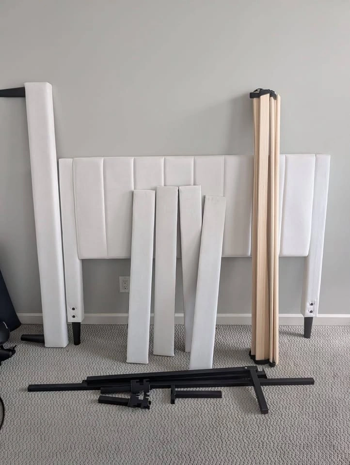 Queen Velvet Upholstered Platform Bed Frame (Disassembled, Like