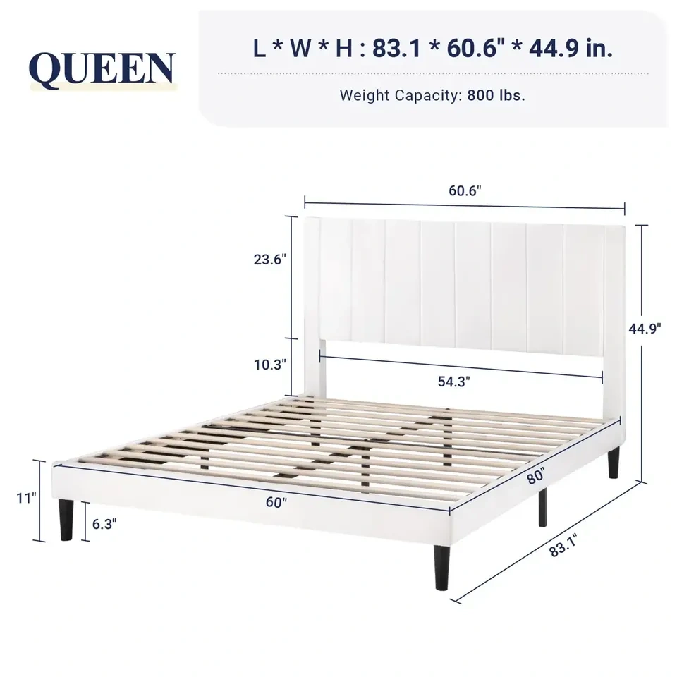 Queen Velvet Upholstered Platform Bed Frame (Disassembled, Like - photo 5